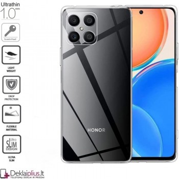 Silikoninis plonas dėklas 1.0 mm storio - permatomas (Huawei Honor X8)